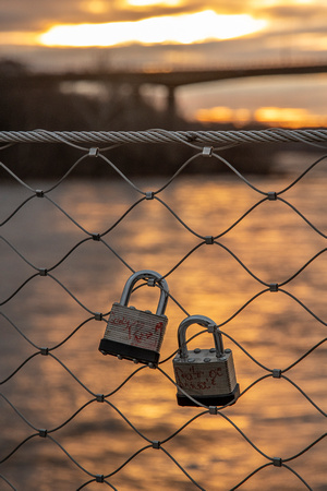 Love locks on the T Tyler Potterfield Bridge, Richmond