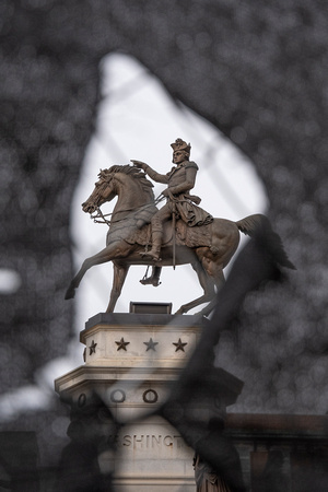 George Washington on his warhorse, Nelson.