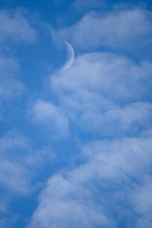December crescent moon, off Virginia Beach