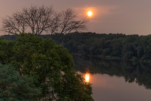 Full moonrise from Huguenot Memorial Bridge, James River - Henrico