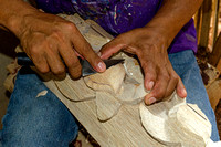 Boruca artist carving balsa wood