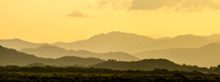 Stacked hills at sunset