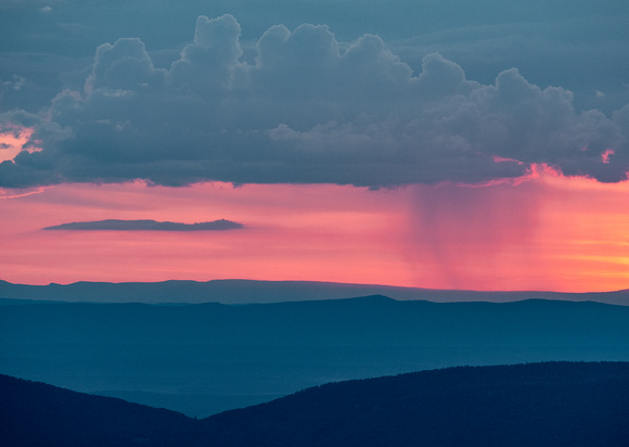 Sunset rainstorm from Crescent Rock Overlook, Shenandoah NP