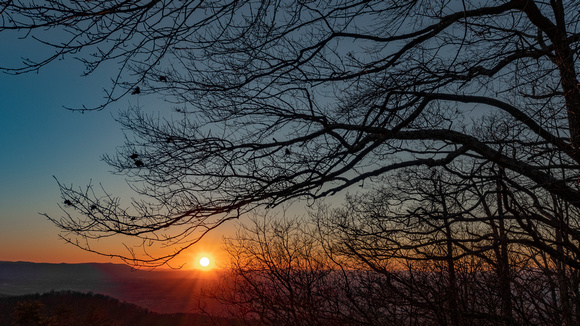 Winter sunset from Riprap Overlook, Shenandoah National Park