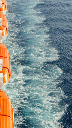 Lifeboats and cruise ship wake