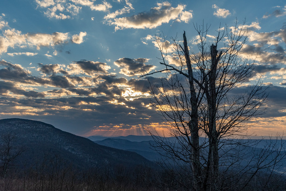Winter sunset cloudscape from Spitler Knoll Overlook, Shenandoah NP
