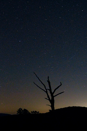 May Milky Way and meteors from Trayfoot Mountain Overlook, Shenandoah NP